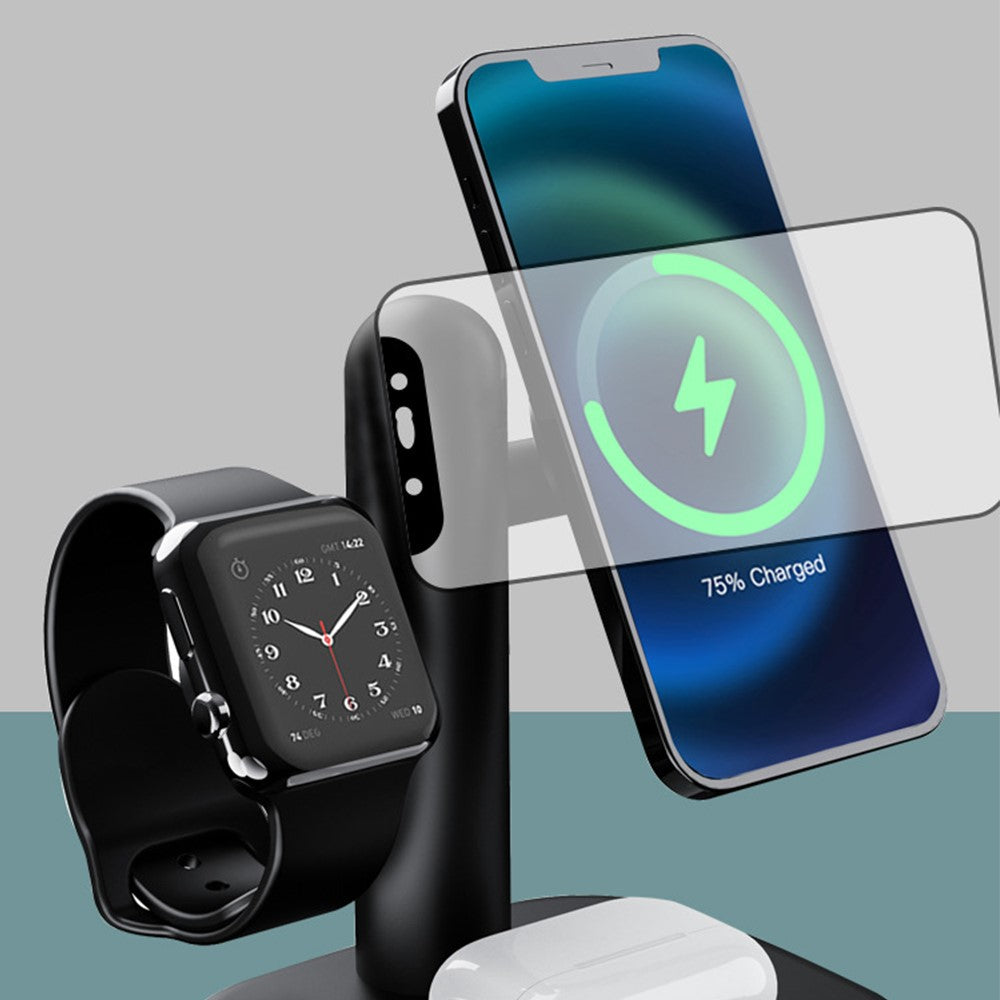 W98 15W Wireless Charger Stand with Light for Apple Watch AirPods iPhone