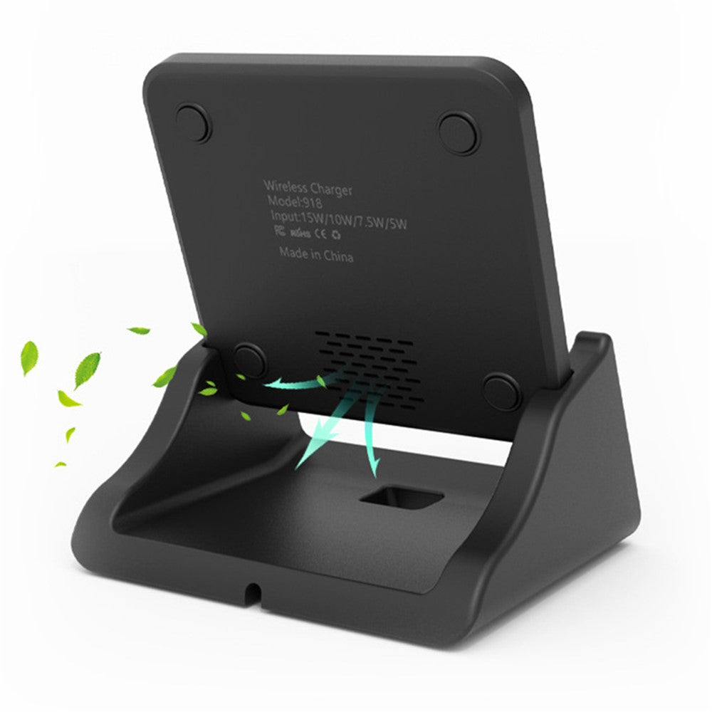 CY-600 15W Fast Charging Dock Vertical Wireless Charger for Apple Xiaomi Samsung (1st Generation)