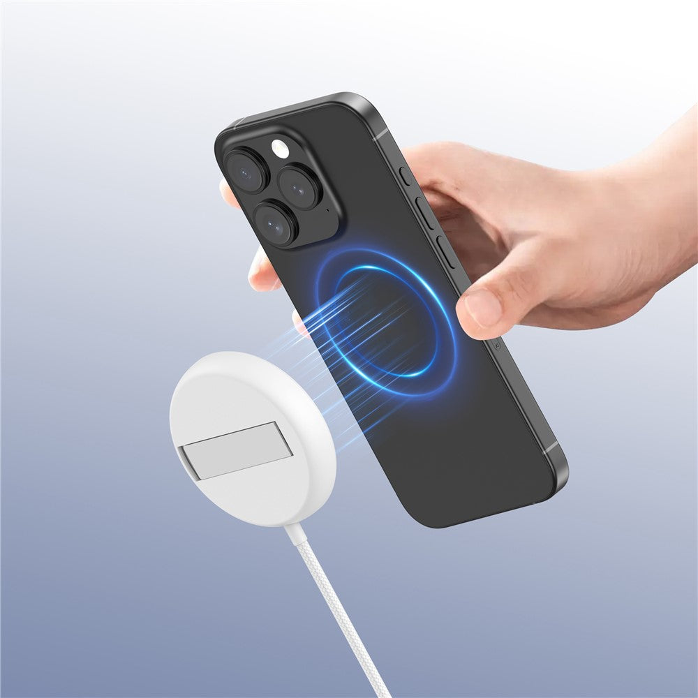 YF-M3C Til iPhone 12-16 Serie Qi2 15W Magnetisk Trådløs Oplader Aluminiumlegering Opladerplade med Beslag