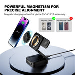 A390 3-i-1 sammenfoldelig magnetisk trådløs ladestation til iPhone, Apple Watch og AirPods, 15W-hurtigopladningsstander, kompakt rejseoplader