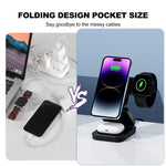 A390 3-i-1 sammenfoldelig magnetisk trådløs ladestation til iPhone, Apple Watch og AirPods, 15W-hurtigopladningsstander, kompakt rejseoplader