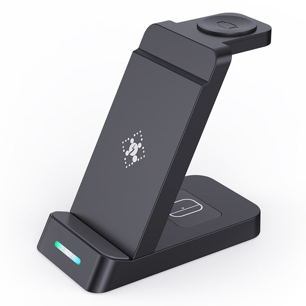 B-20A Vertikal Trådløs Oplader til Apple Watch, iPhone, AirPods 3-i-1 Trådløs Opladerstander Dockingstation