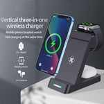 B-20A Vertikal Trådløs Oplader til Apple Watch, iPhone, AirPods 3-i-1 Trådløs Opladerstander Dockingstation