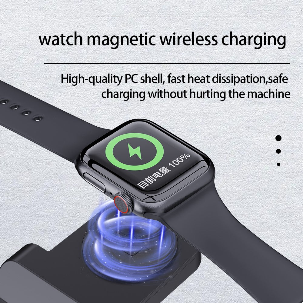 B-20A Vertikal Trådløs Oplader til Apple Watch, iPhone, AirPods 3-i-1 Trådløs Opladerstander Dockingstation