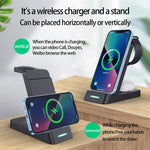 B-20A Vertikal Trådløs Oplader til Apple Watch, iPhone, AirPods 3-i-1 Trådløs Opladerstander Dockingstation