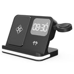 B-22 3-i-1 trådløs oplader 15W ladestation til iPhone / Apple Watch, AirPods med vækkeur