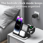 B-22 3-i-1 trådløs oplader 15W ladestation til iPhone / Apple Watch, AirPods med vækkeur