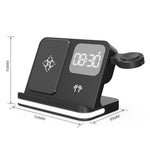 B-22 3-i-1 trådløs oplader 15W ladestation til iPhone / Apple Watch, AirPods med vækkeur