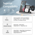 B-22 3 in 1 Wireless Charger 15W Charging Station for Samsung Galaxy Phone  /  Watch  /  Buds with Alarm Clock