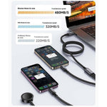 AWEI W23 1,2 m Type-C til Type-C + iP + trådløs oplader til Apple Watch 3-i-1 opladerkabel