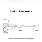 AWEI W23 1,2 m Type-C til Type-C + iP + trådløs oplader til Apple Watch 3-i-1 opladerkabel