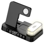A37 3 in 1 Foldable Phone Watch Earphone 15W Wireless Charger Digital Clock RGB LED Night Light