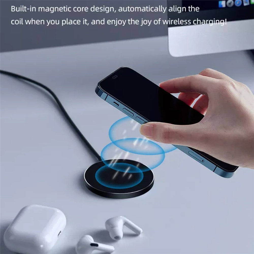 C12 Type-C-kabel, rund magnetisk trådløs oplader, telefonopladningsplade