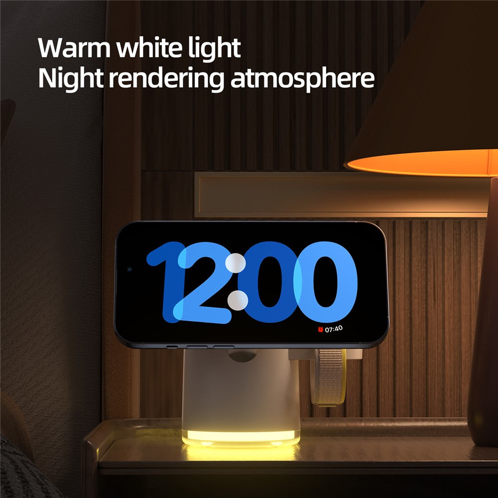 C16 QI2 Charging Stand Night Light Phone Watch Earphone 15W Magnetic Wireless Charger
