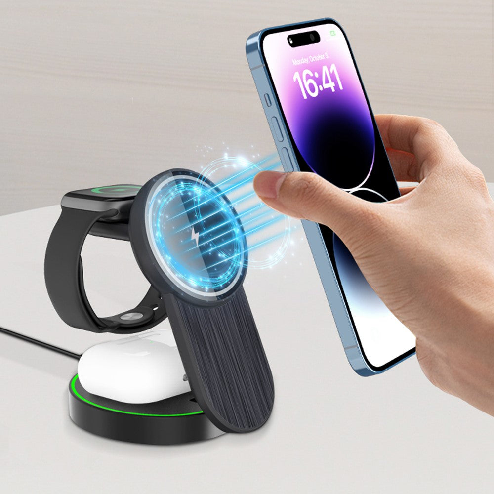 L9 15W Magnetic Wireless Charger Folding Charging Station for Apple Devices
