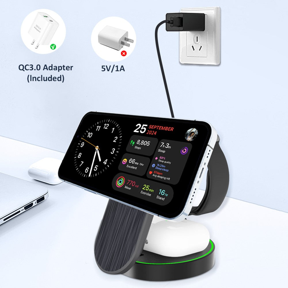 L9 15W Magnetic Wireless Charger Folding Charging Station for Apple Devices