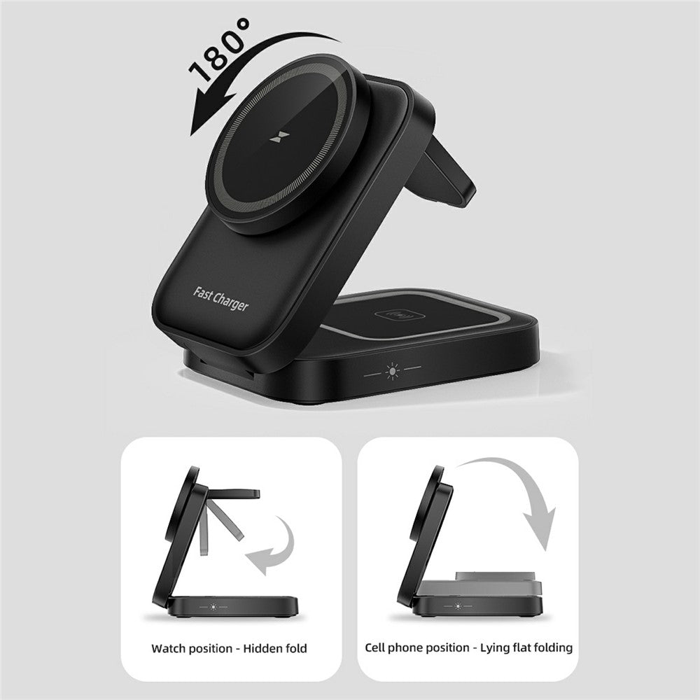 HT-541 Multifunctional Foldable 15W Wireless Phone Charger for Earbuds, Apple Watch Series