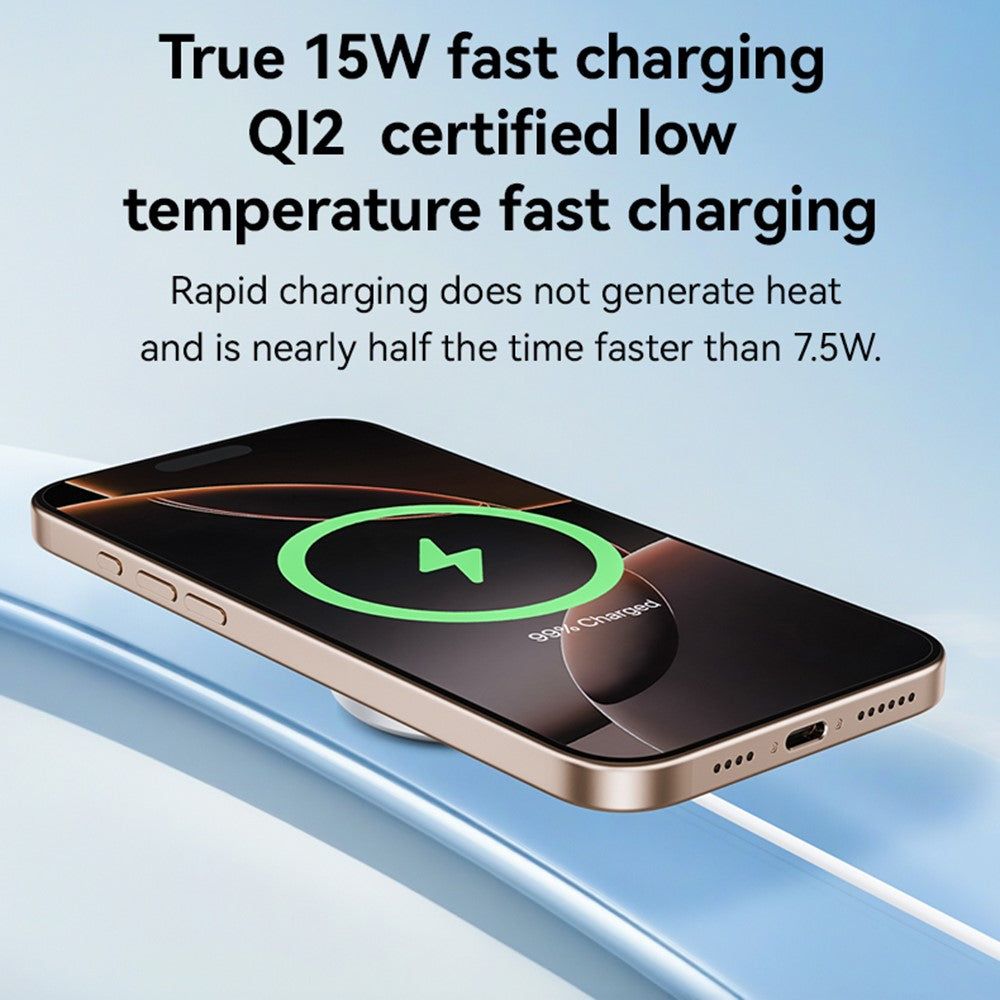 YESIDO DS24 QI2 Rund Magnetisk Trådløs Oplader Telefon Type-C Kabel Opladningsplade