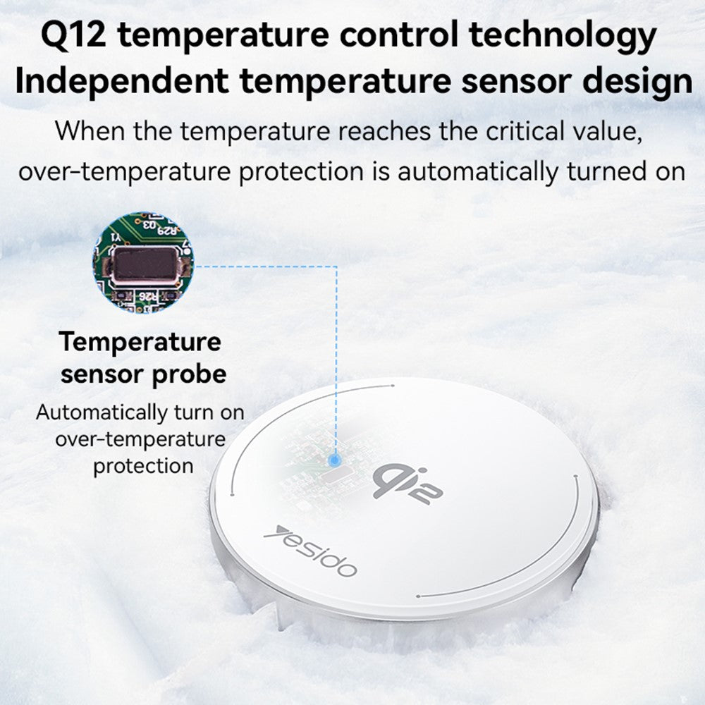 YESIDO DS24 QI2 Rund Magnetisk Trådløs Oplader Telefon Type-C Kabel Opladningsplade