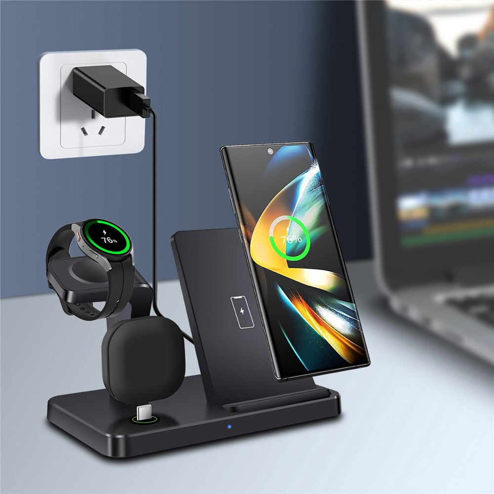 B732 3-in-1 Wireless Charger Phone Earphone Watch Charging Stand