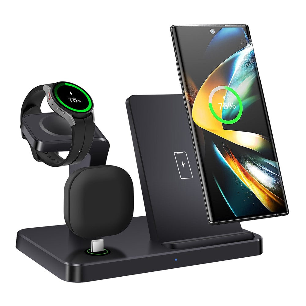 B732 3-in-1 Wireless Charger Phone Earphone Watch Charging Stand