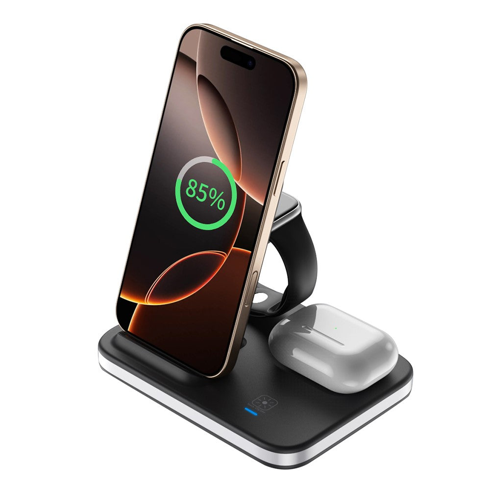 E16 Multifunction Foldable Wireless Charger Dock with Night Light for Mobile Phone / Airpods / Apple Watch