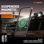 WEKOME WP-U209 Bil Sugekopoplader 15W Roterbar Magnetisk Trådløs Opladnings Telefonholder