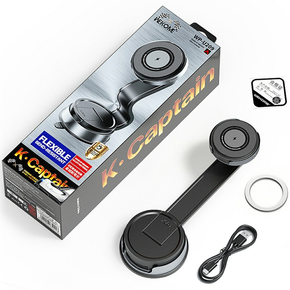 WEKOME WP-U209 Bil Sugekopoplader 15W Roterbar Magnetisk Trådløs Opladnings Telefonholder