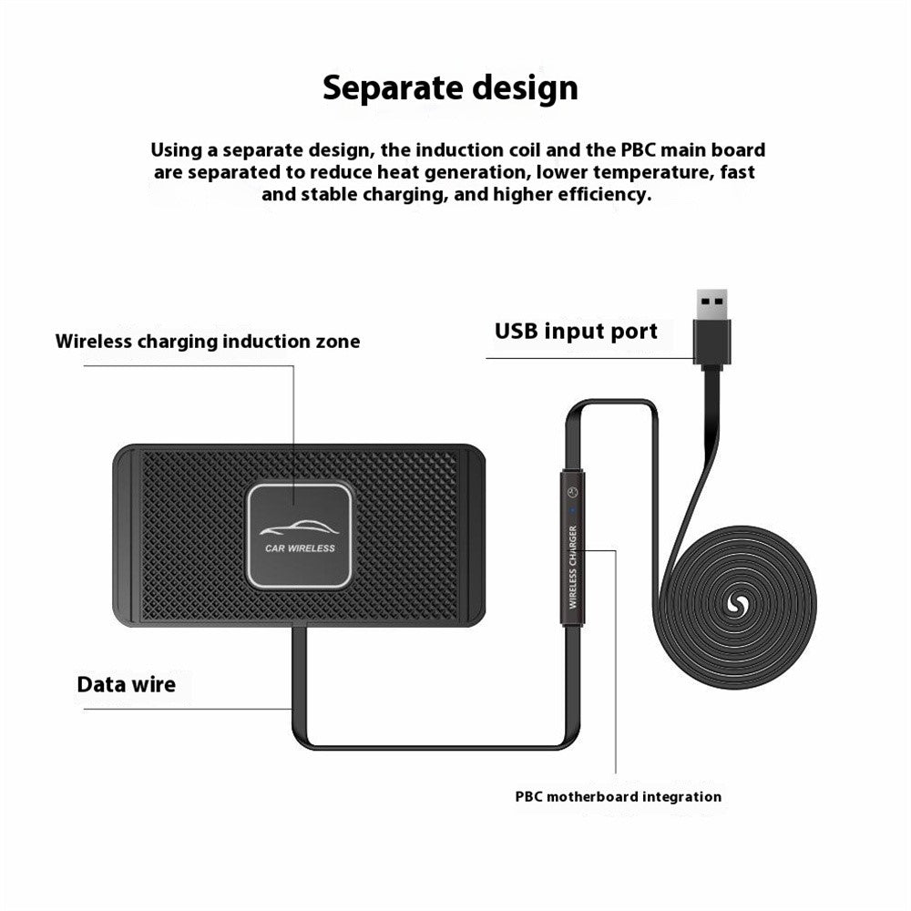 C1 Wireless Car Charger Dashboard Non-Slip 15W Fast Charging Pad