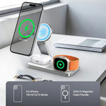 T8 3 in 1 Wireless Charging Station Foldable Charger Stand for iPhone 15-12 / Apple Watch / Airpods