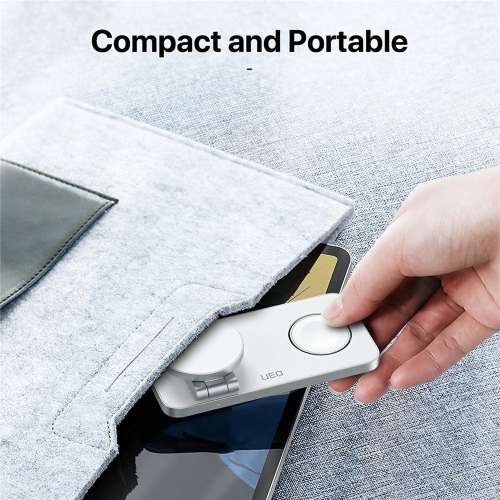 T8 3 in 1 Wireless Charging Station Foldable Charger Stand for iPhone 15-12 / Apple Watch / Airpods