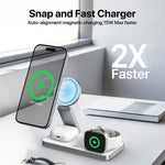 T8 3-in-1 Wireless Charging Station Foldable Charger Stand for iPhone 15-12 / Apple Watch / AirPods
