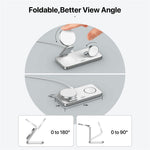 T8 3 in 1 Wireless Charging Station Foldable Charger Stand for iPhone 15-12 / Apple Watch / Airpods