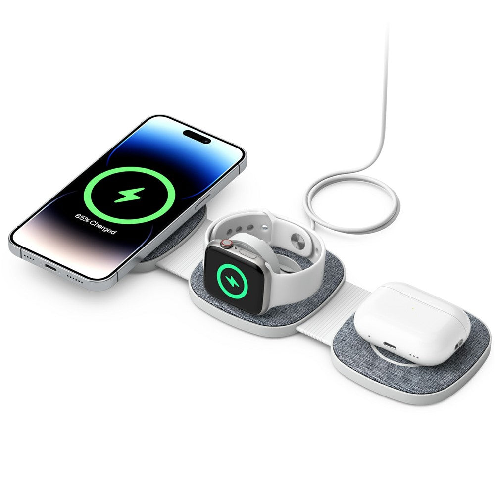 YM-T1 3-i-1 magnetisk trådløs oplader til telefon / Apple Watch / Airpods sammenklappelig rejseopladningsplade