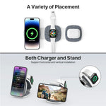 YM-T1 3-i-1 magnetisk trådløs oplader til telefon / Apple Watch / Airpods sammenklappelig rejseopladningsplade