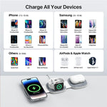 YM-T1 3-i-1 magnetisk trådløs oplader til telefon / Apple Watch / Airpods sammenklappelig rejseopladningsplade