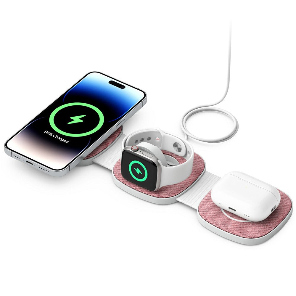 YM-T1 3-i-1 magnetisk trådløs oplader til telefon / Apple Watch / Airpods sammenklappelig rejseopladningsplade
