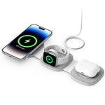 YM-T1 3-i-1 magnetisk trådløs oplader til telefon / Apple Watch / Airpods sammenklappelig rejseopladningsplade