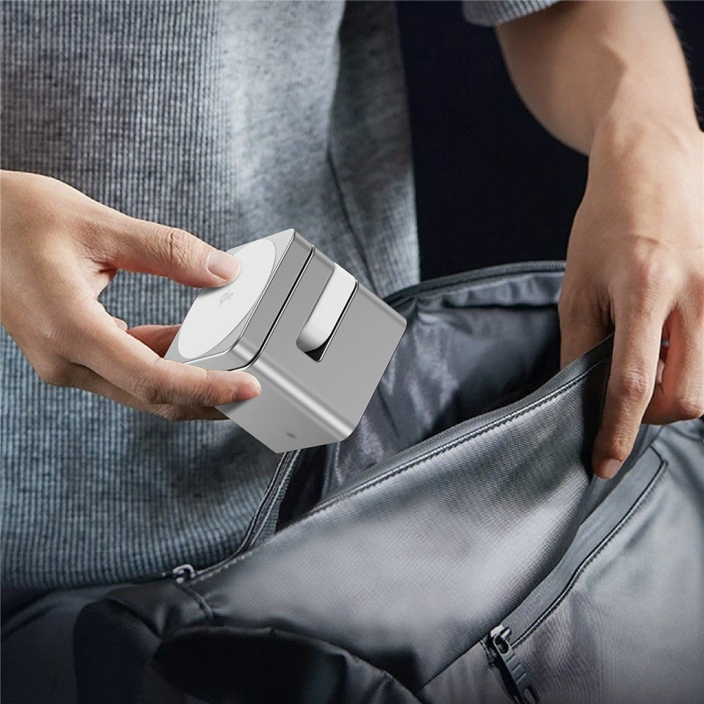M35 Qi2 3-i-1 trådløs magnetisk ladestation i aluminiumslegering til iPhone / Apple Watch / AirPods