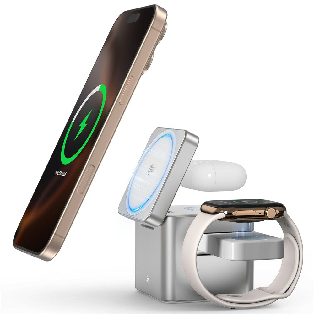 M35 Qi2 3-i-1 trådløs magnetisk ladestation i aluminiumslegering til iPhone / Apple Watch / AirPods