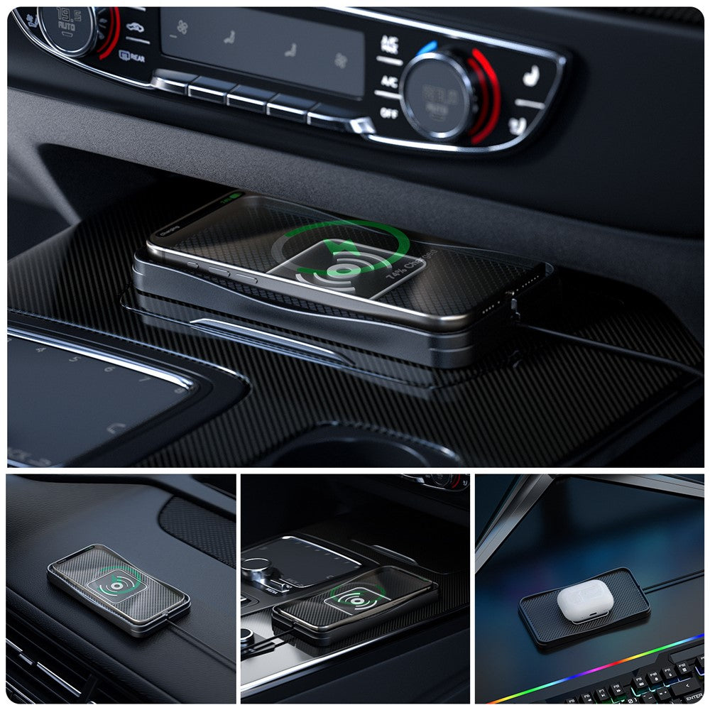 D3 20W Car Wireless Charger with 1m Cable Fast Charging Anti-Slip Silicone Pad for Vehicles