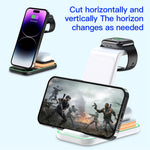 YF-A6 3 In 1 15W Dual Coil Wireless Charger with Night Light for iPhone  /  Apple Watch  /  AirPods Charging Stand