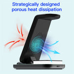 YF-A6 3 In 1 15W Dual Coil Wireless Charger with Night Light for iPhone  /  Apple Watch  /  AirPods Charging Stand