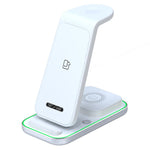 YF-A6 3 In 1 15W Dual Coil Wireless Charger with Night Light for iPhone  /  Apple Watch  /  AirPods Charging Stand