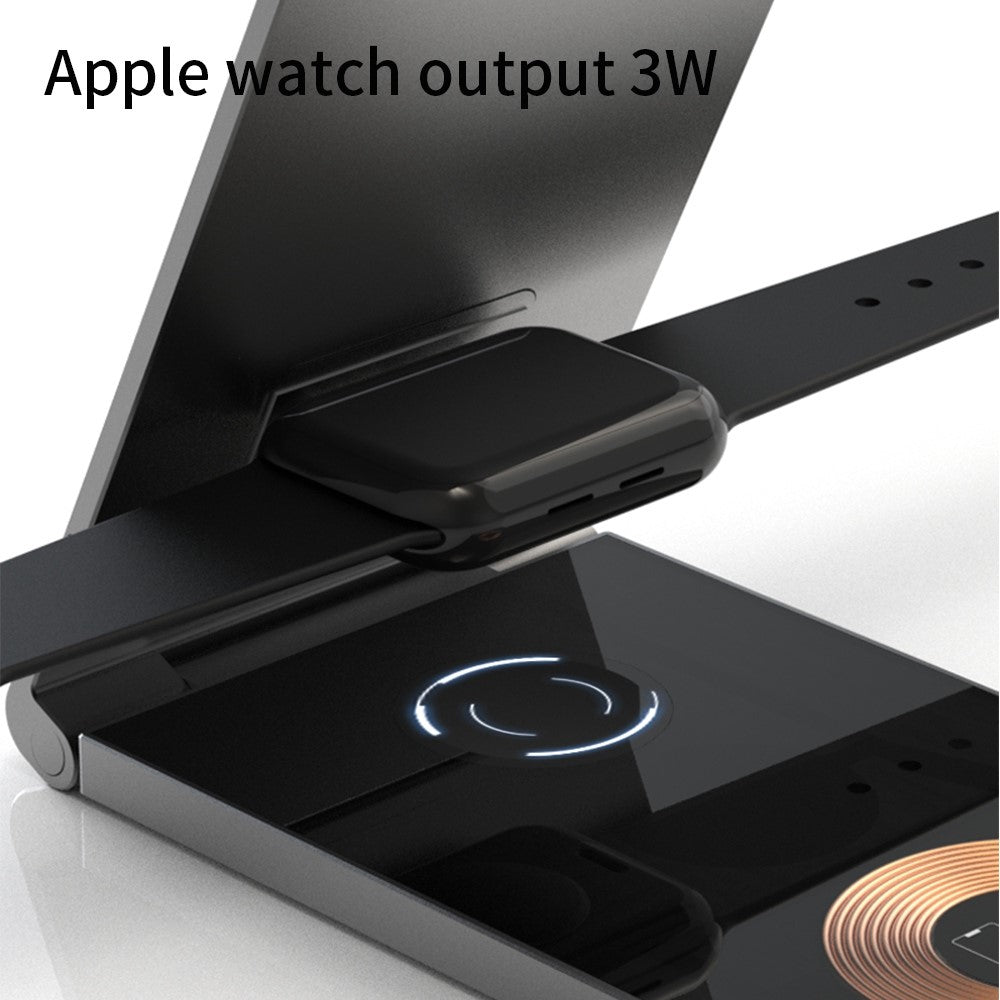 T05 Foldbar 15W Magnetisk Trådløs Oplader Transparent Opladningsstation til iPhone 13 / 12 / Apple Watch / AirPods Pro