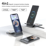 T05 Sammenfoldelig 15W Magnetisk Trådløs Oplader Gennemsigtig Ladestation til iPhone 13 / 12 / Apple Watch / AirPods Pro