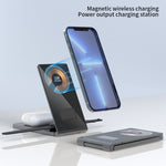 T05 Foldbar 15W Magnetisk Trådløs Oplader Transparent Opladningsstation til iPhone 13 / 12 / Apple Watch / AirPods Pro
