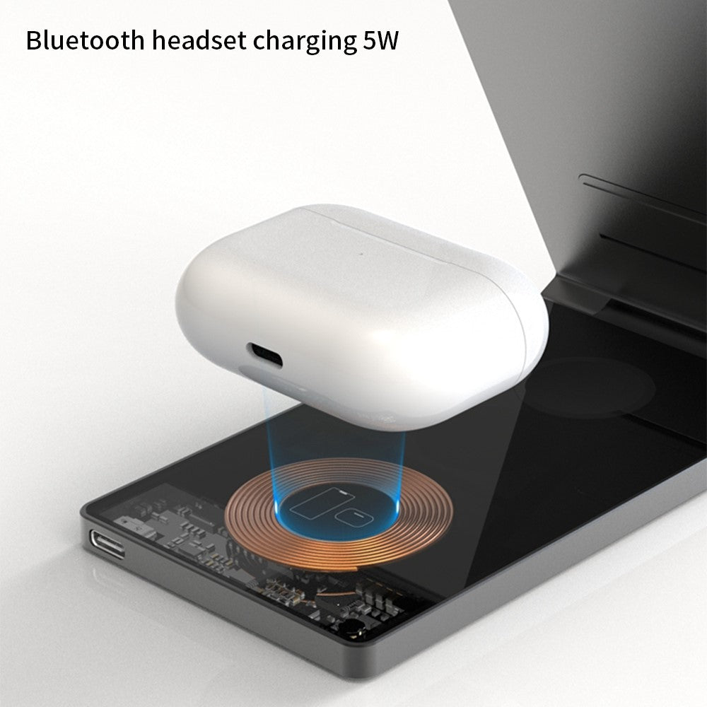 T05 Foldbar 15W Magnetisk Trådløs Oplader Transparent Opladningsstation til iPhone 13 / 12 / Apple Watch / AirPods Pro