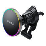 ESSAGER Billuftventil Magnetisk Trådlös Laddare Fäste RGB Belysning 15W Snabbladdning 360° Rotationsställ med Magnetark