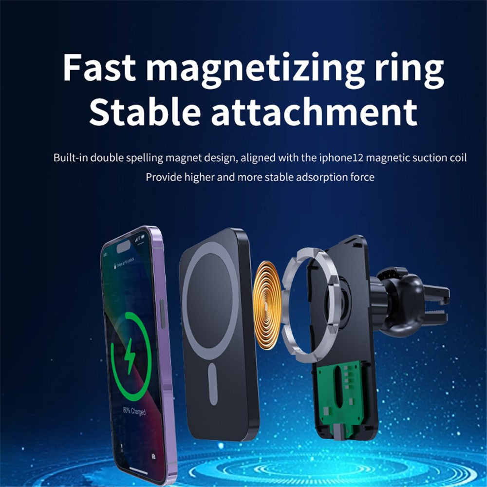 C16 Compatible with MagSafe Car Air Vent Mount Wireless Charger 360 Degree Rotatable 15W Fast Charger